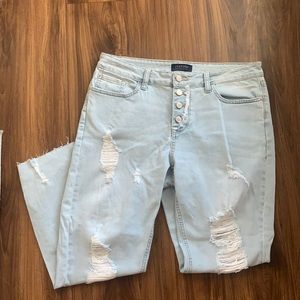 Just USA- light wash, distressed boyfriend jean